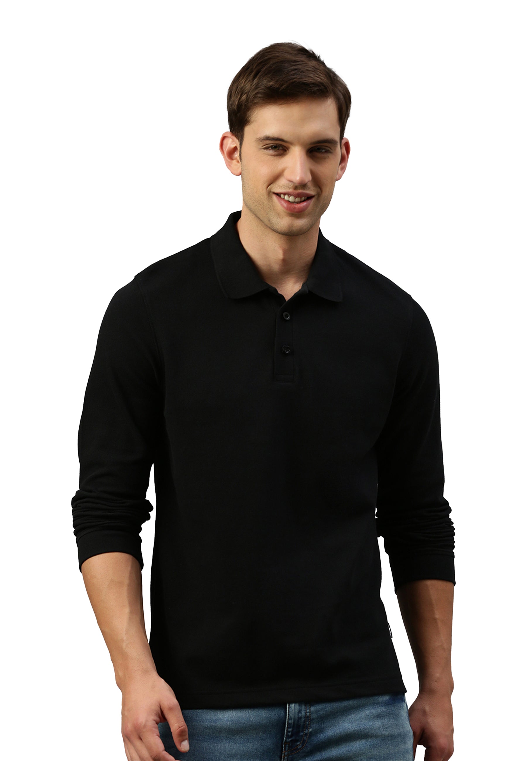 Langarm Baumwoll Piqué Poloshirt Ralph