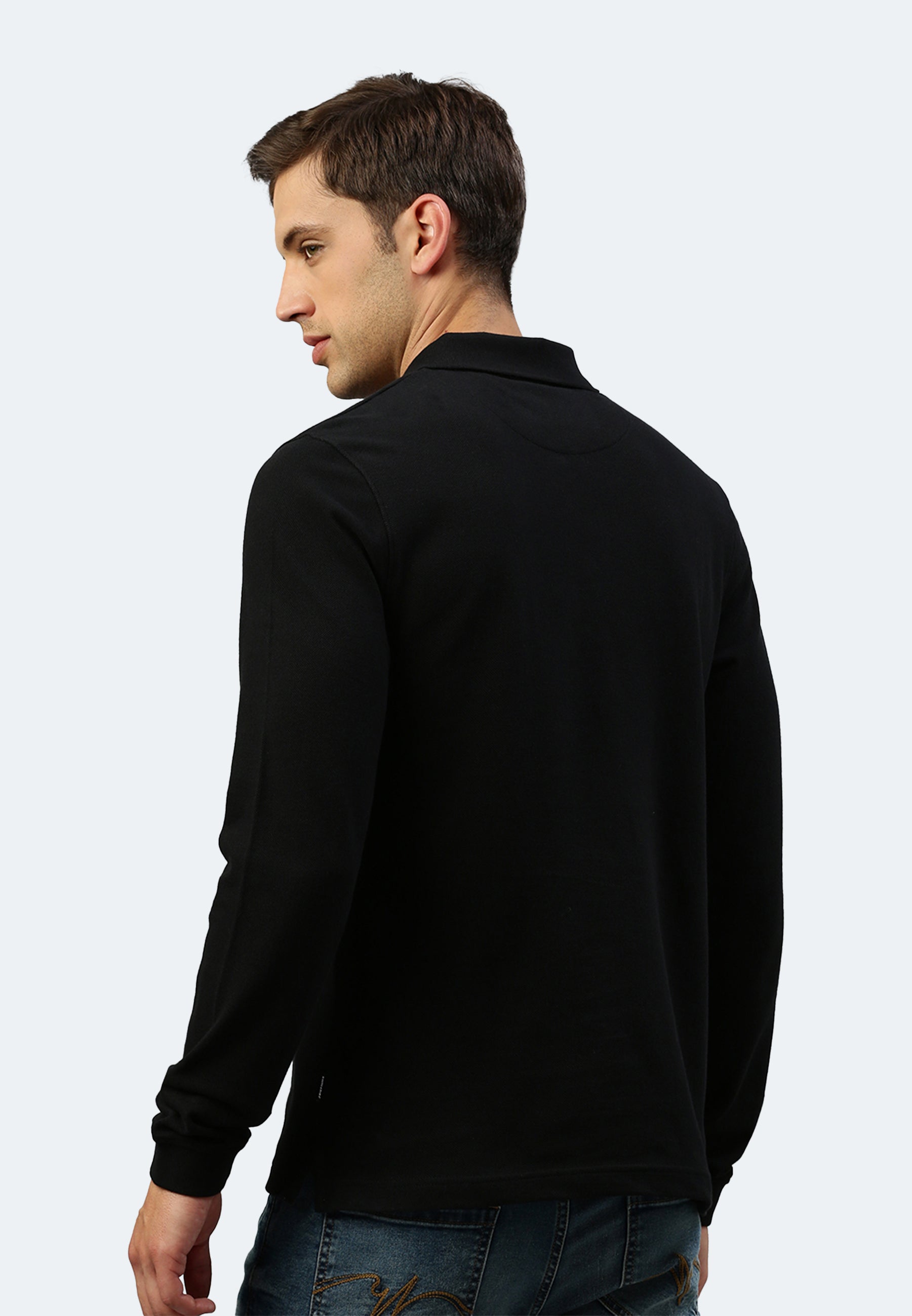 Langarm Baumwoll Piqué Poloshirt Ralph