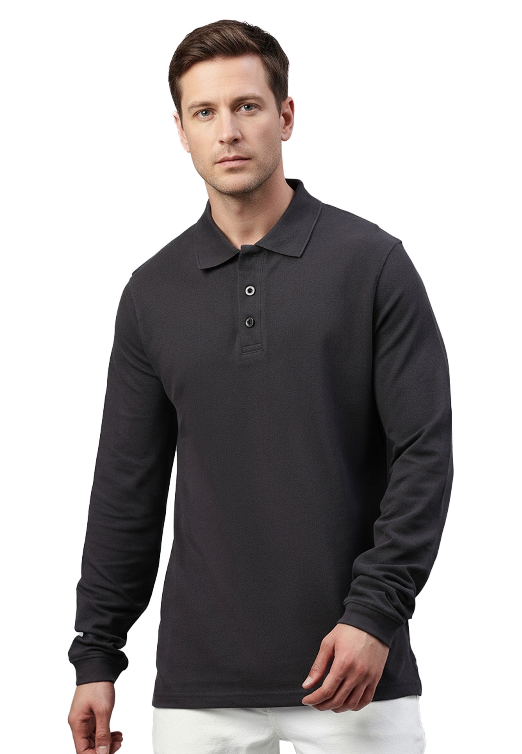Langarm Baumwoll Piqué Poloshirt Ralph