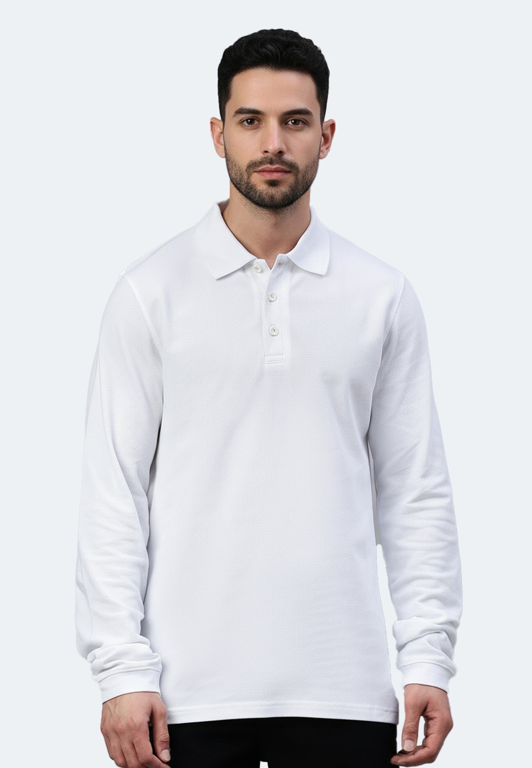 Langarm Baumwoll Piqué Poloshirt Ralph
