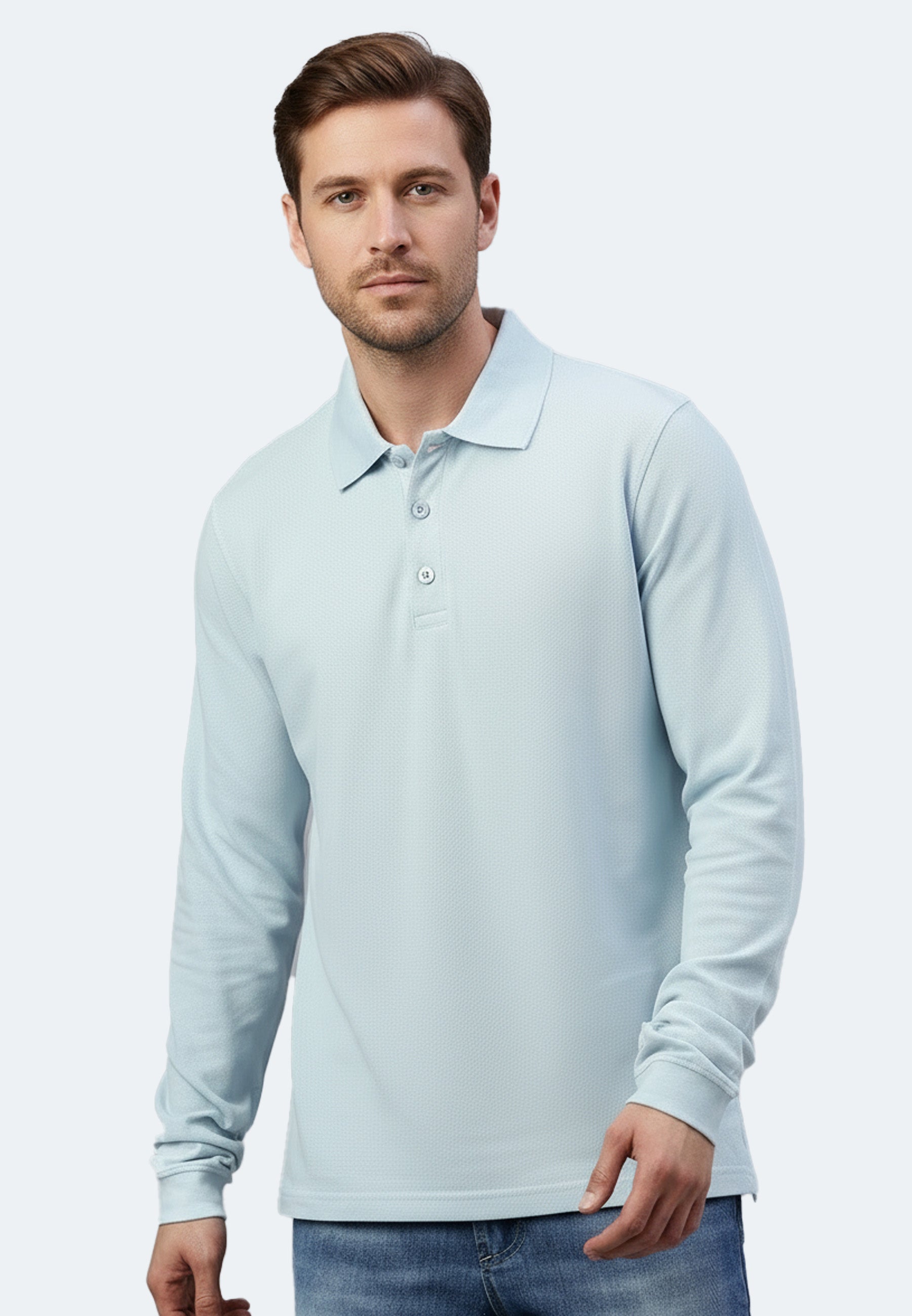 Langarm Baumwoll Piqué Poloshirt Ralph