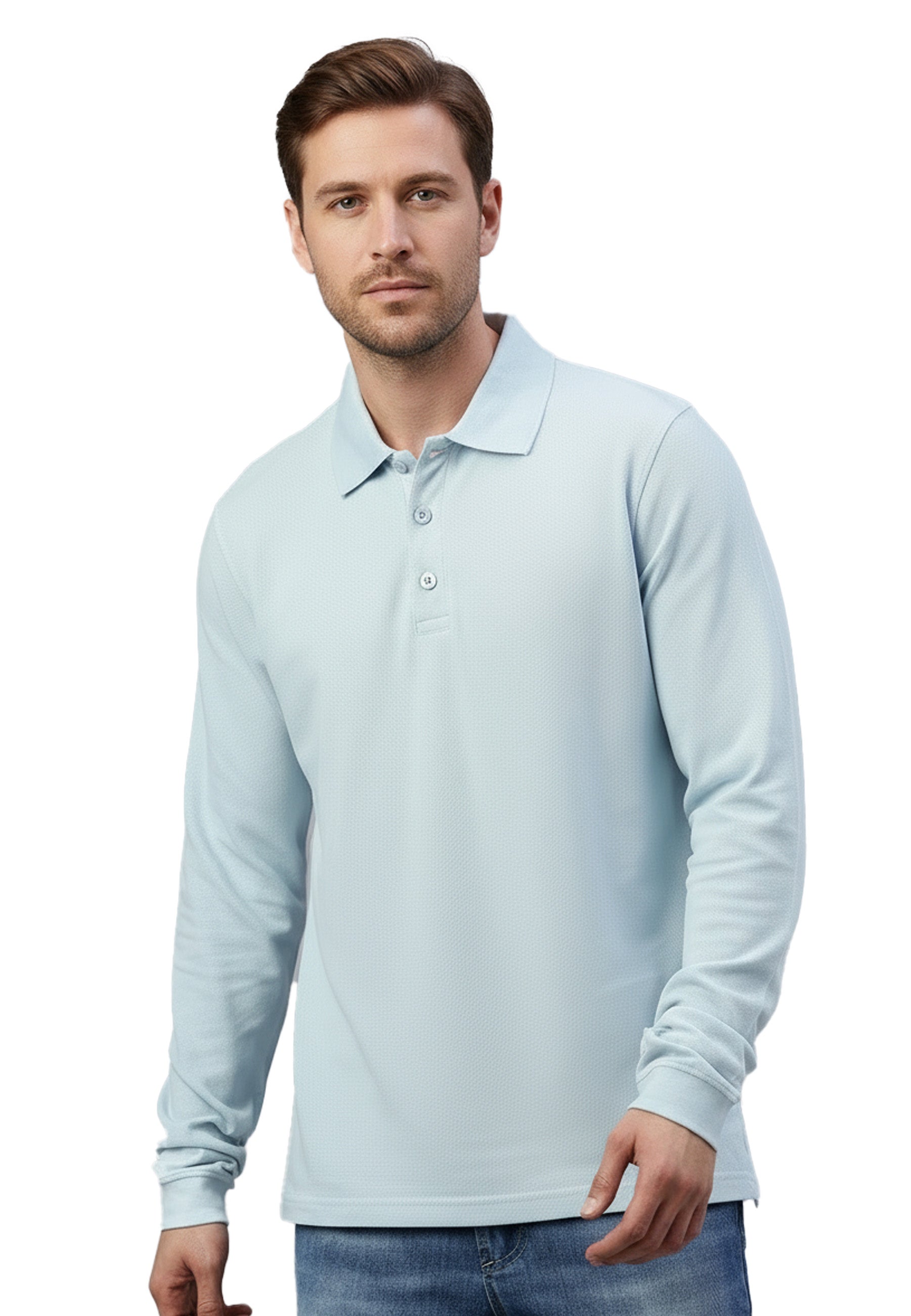 Langarm Baumwoll Piqué Poloshirt Ralph