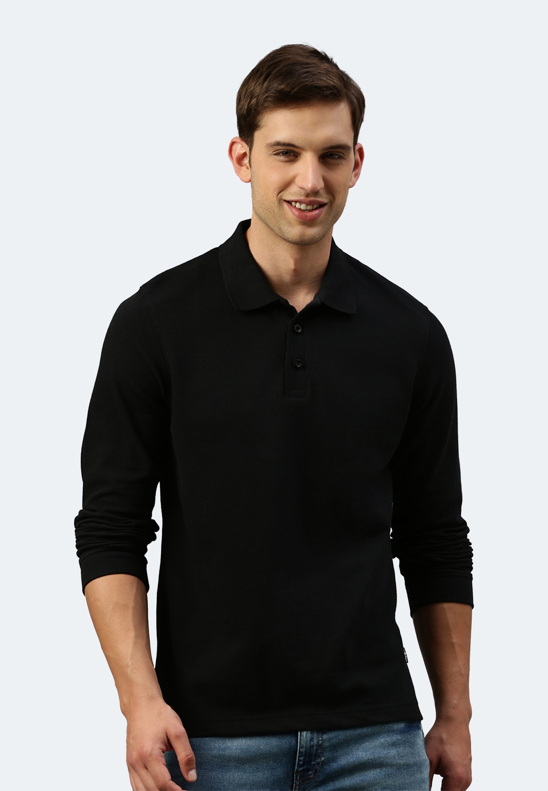 Langarm Baumwoll Piqué Poloshirt Ralph