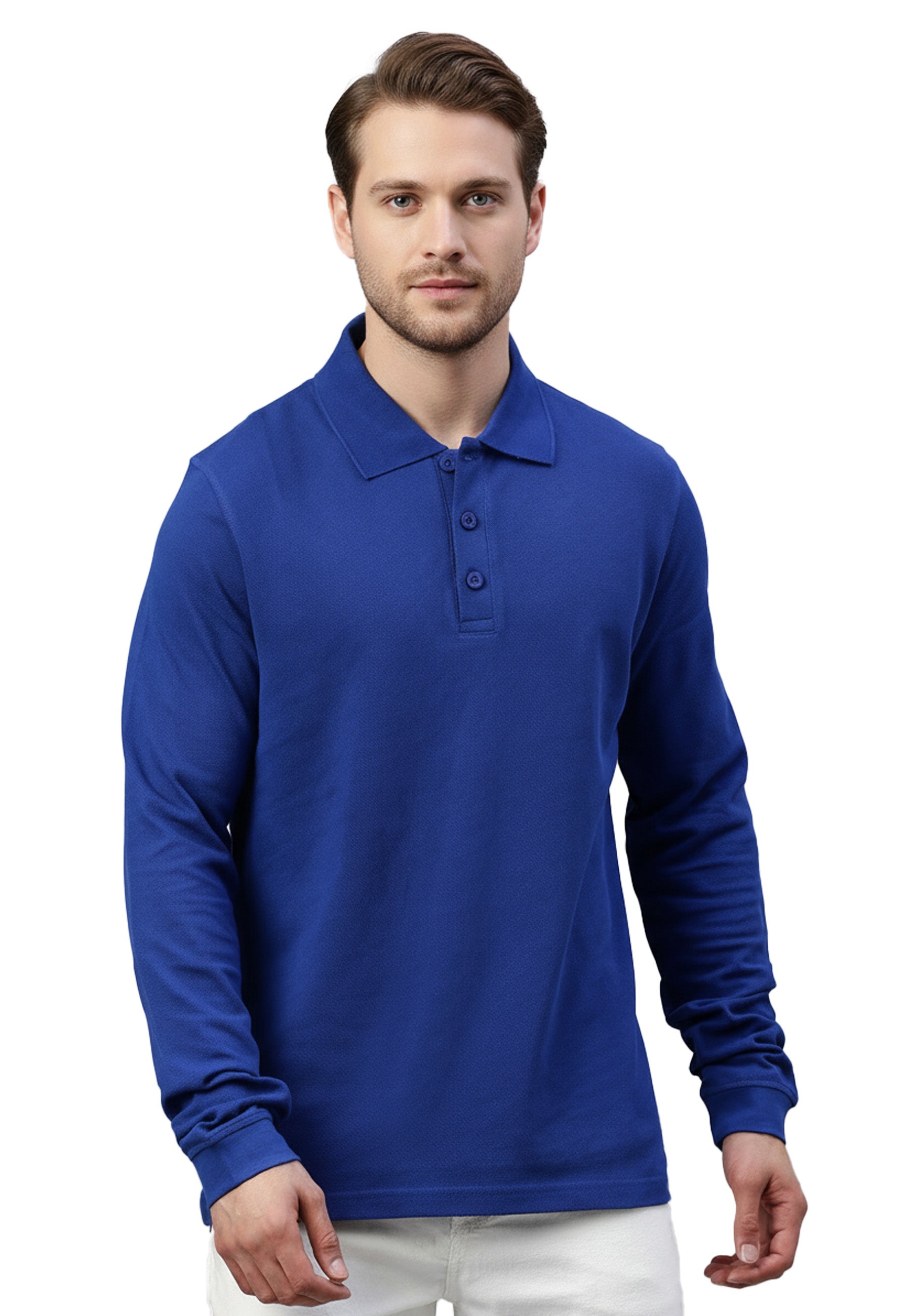 Langarm Baumwoll Piqué Poloshirt Ralph
