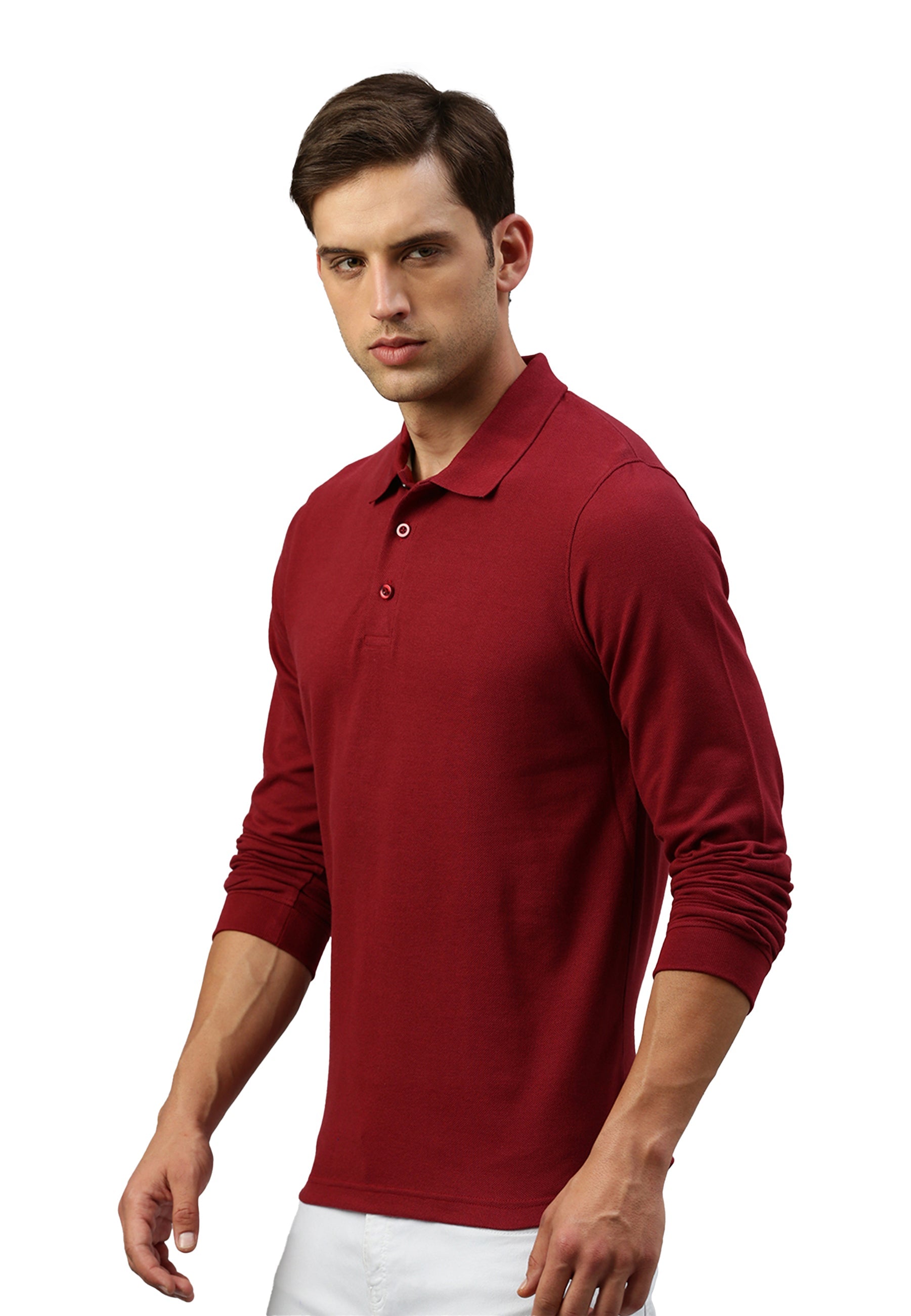 Langarm Baumwoll Piqué Poloshirt Ralph