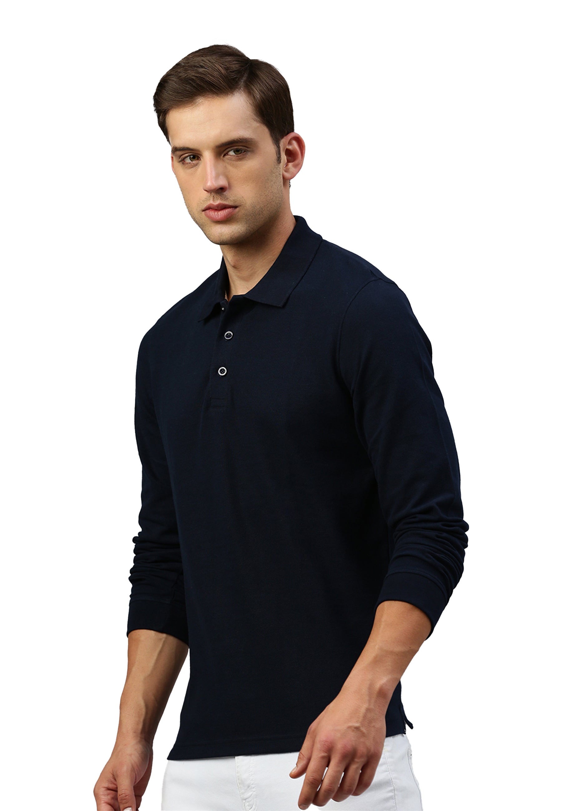 Langarm Baumwoll Piqué Poloshirt Ralph